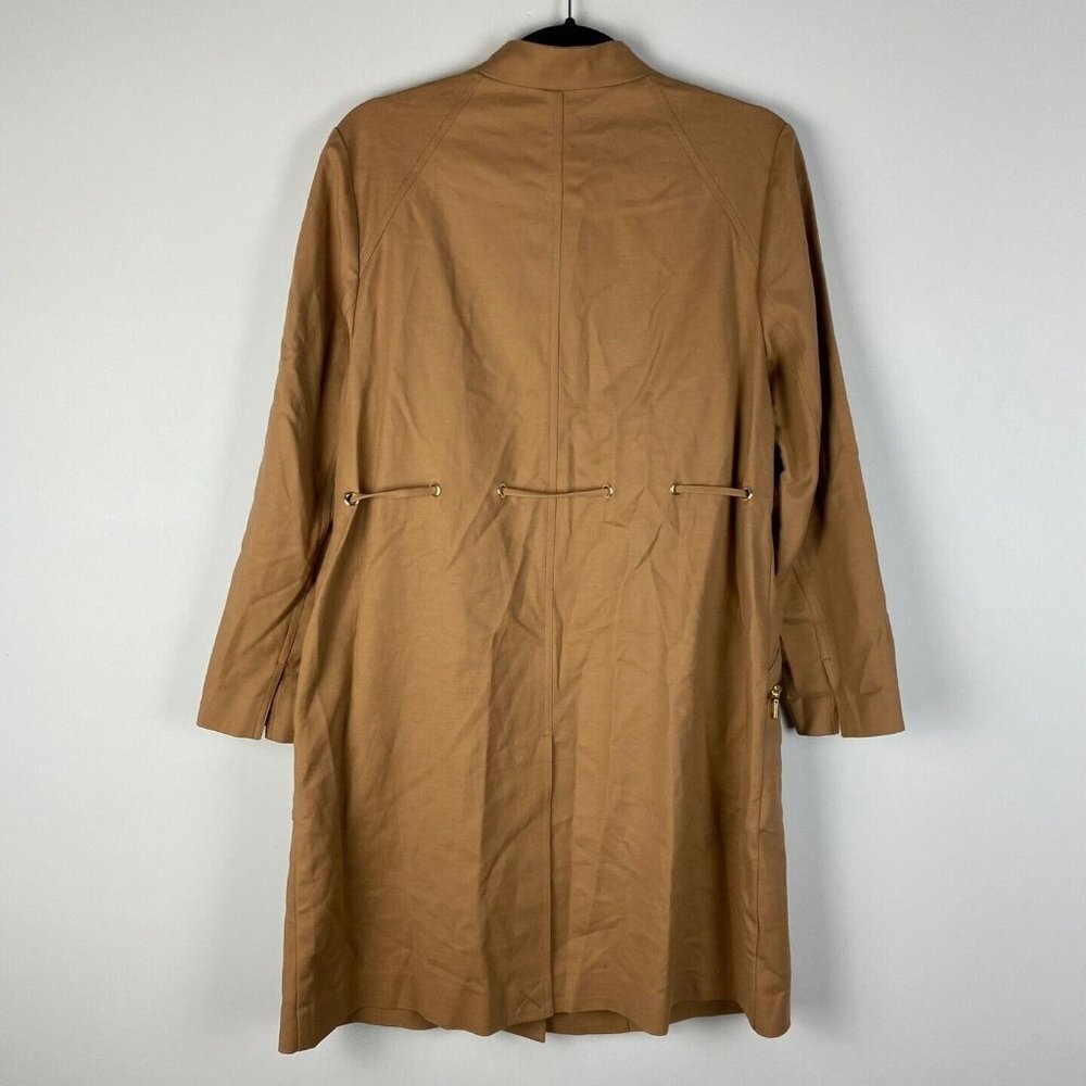 Chicos Drawstring Duster Jacket Womens 2P US PL Brown Sugar Snap Button Pockets - Picture 7 of 10
